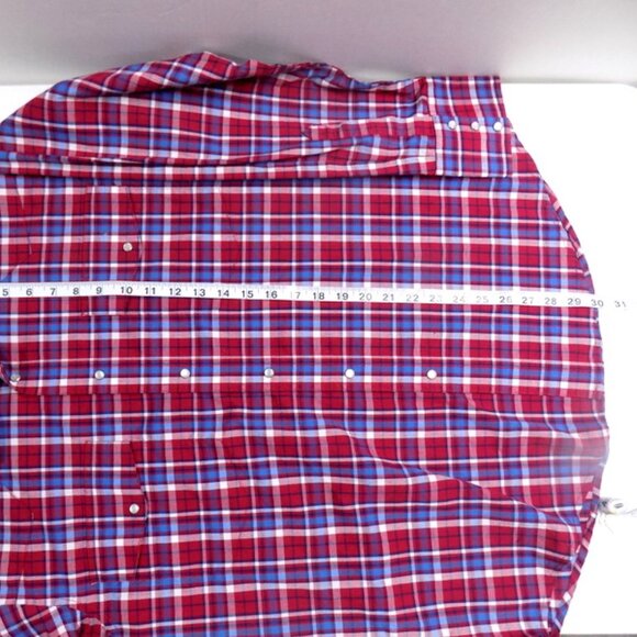 Wrangler Men's Red, White & Blue Plaid Pearl Snap Long Sleeve Shirt – Size: L - Picture 5 of 10